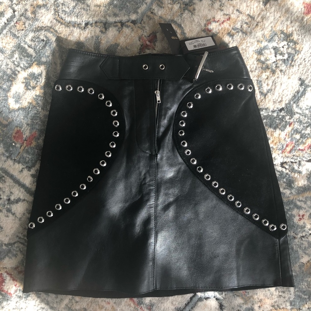 Black leather/suede studded skirt